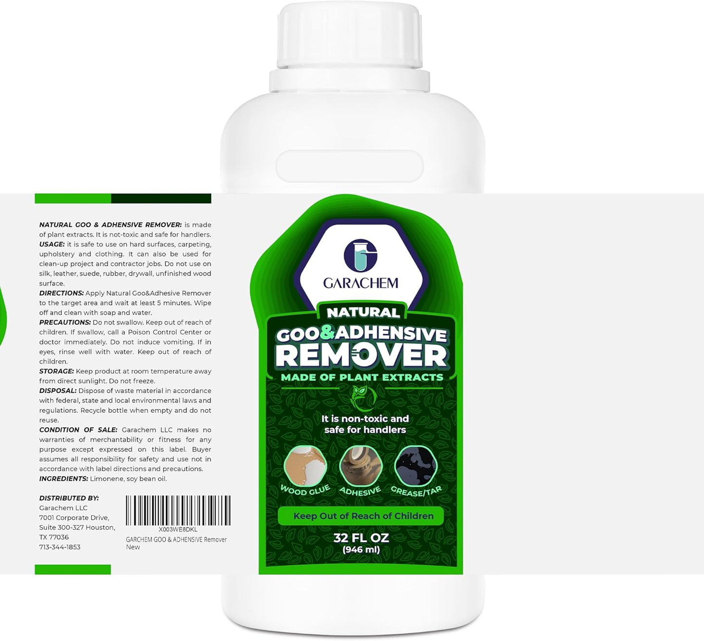 Natural Adhesive Remover, Organic Sticker Remover Made with Soybean Oil and Lemonene, Surface Safe Glue Remover Safely Removes Labels Decals Residue Tape Chewing Gum Grease Tar Crayon