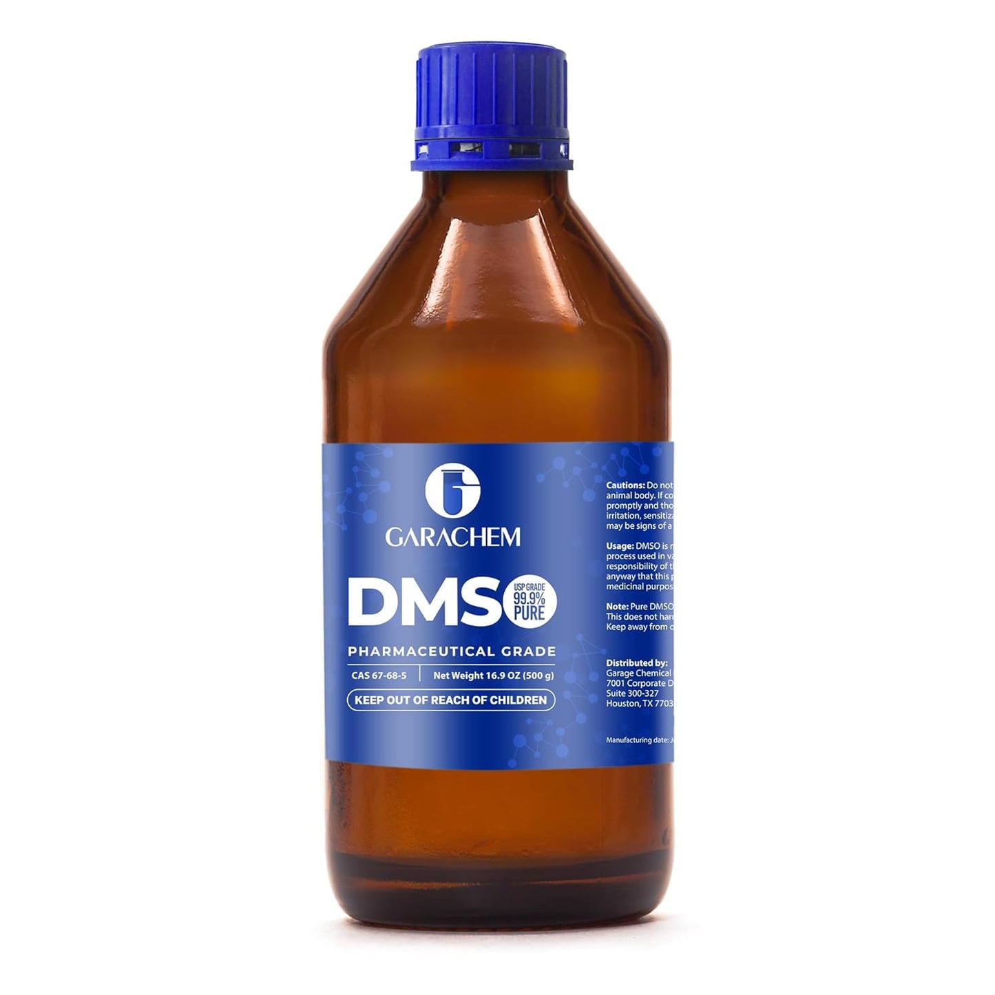 Pharmaceutical Grade 99.9% Pure DMSO in a Glass Bottle, Pure Liquid Dimethyl Sulfoxide 16.9 OZ, Non-Diluted, Low Odor