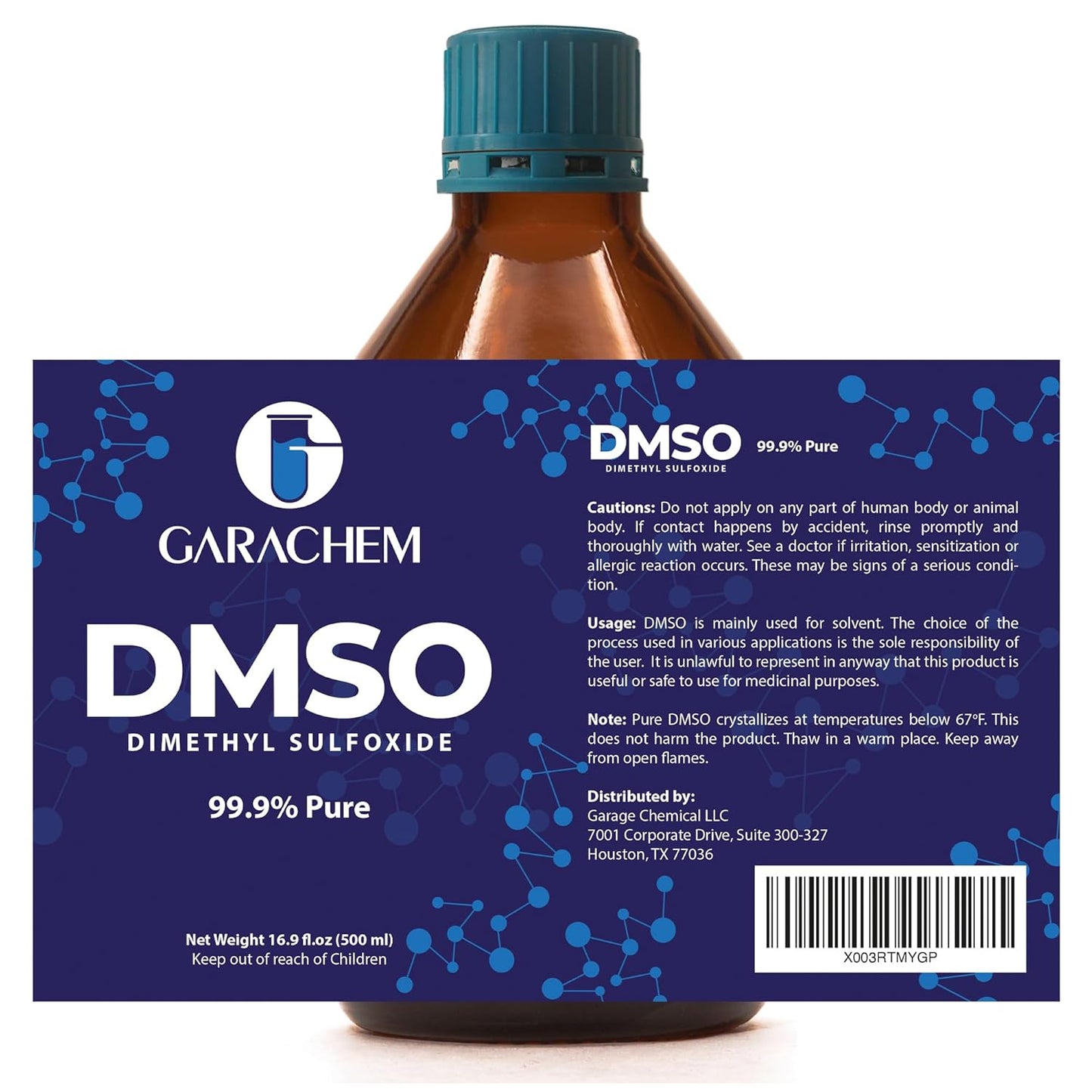 Pure DMSO in a Glass Bottle, Pure Liquid Dimethyl Sulfoxide 16.9 OZ, Non-Diluted, Low Odor