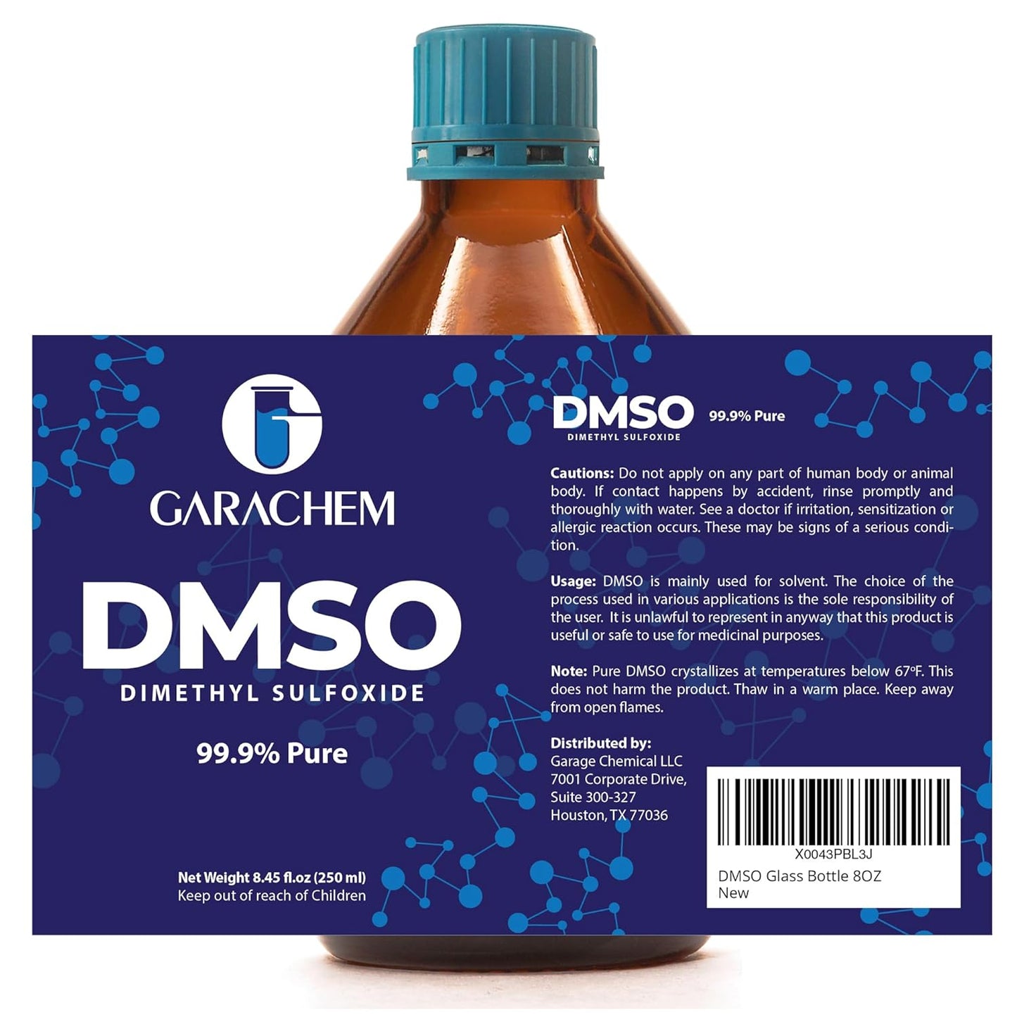 Pure DMSO in a Glass Bottle, Pure Liquid Dimethyl Sulfoxide 8 OZ, Non-Diluted, Low Odor
